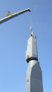 Crane column lifted